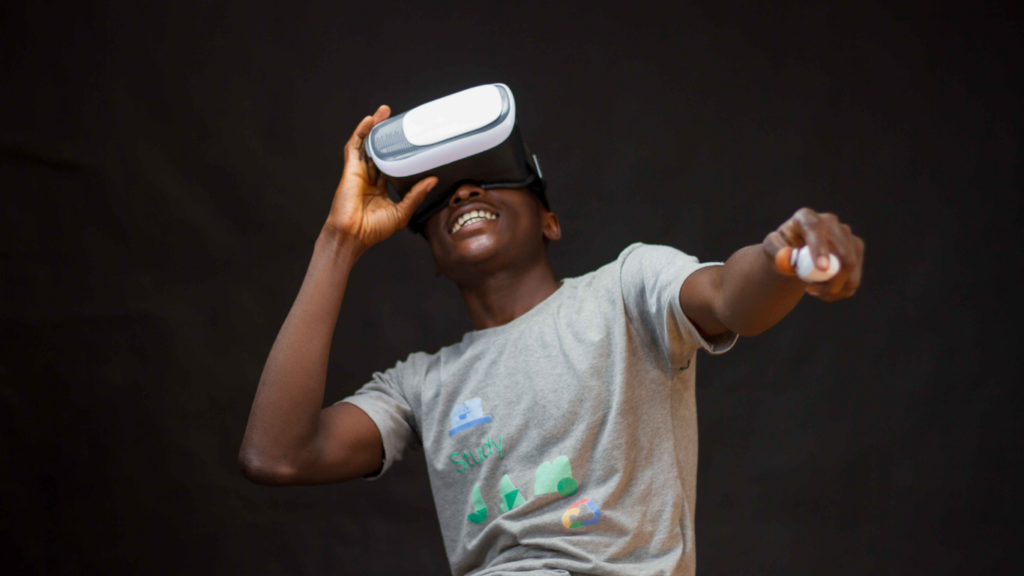 a person wearing a vr headset