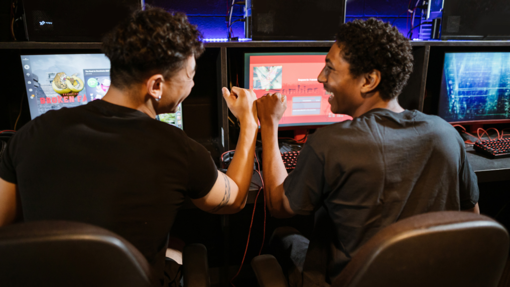 people playing computer games