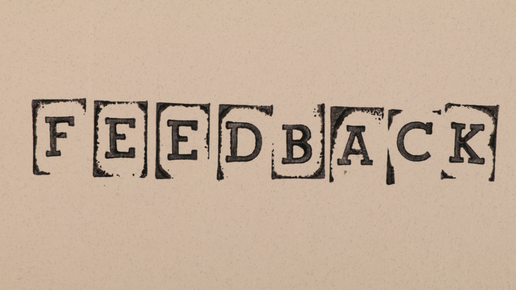 The word feedback is written