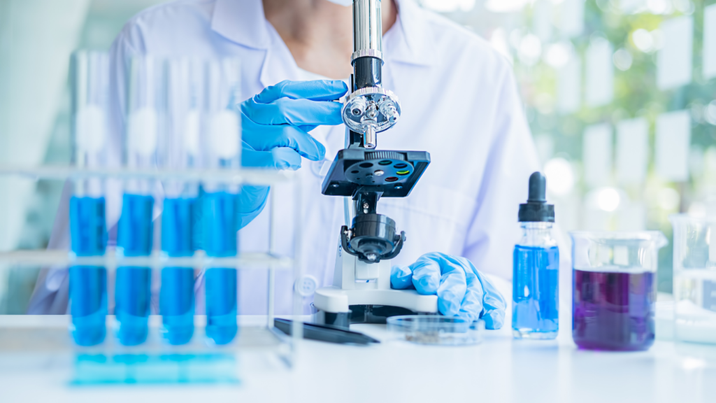 a person in a lab coat is working on a project