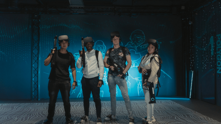 a person wearing a black vr headset